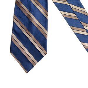Covington Silk Repp Tie Men’s 59.5” Navy Gold Stripe Preppy Designer Wide New